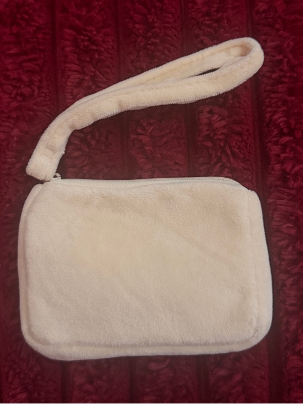 Plush White Wristlet Clutch - Soft Faux Fur